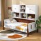 Pine Wood Twin Bed with Bookcase, Storage Shelves and Modern Vintage Design